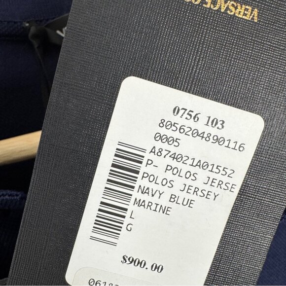 NWT VERSACE Navy Greca Collar Polo size L - Picture 6 of 7